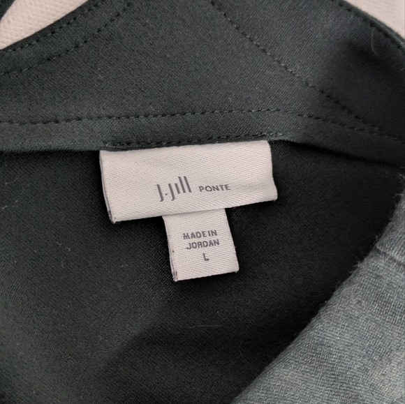 J. JILL Ponte Classic Green Knit 3/4 Sleeve Peplum Hem Shift Dress Women’s Sz L - Picture 8 of 11